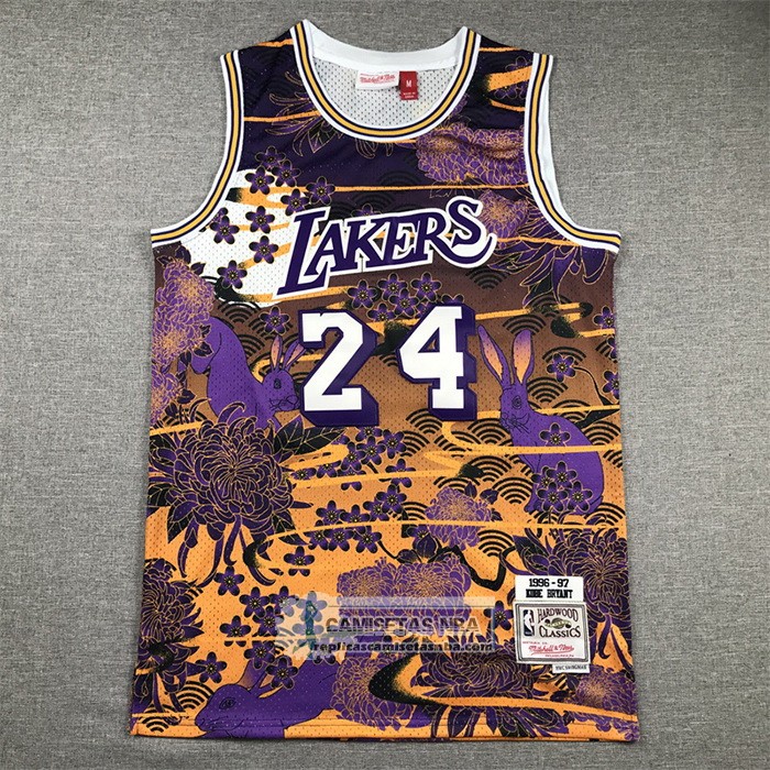 Camiseta Los Angeles Lakers Kobe Bryant NO 24 Mitchell & Ness Lunar New Year Violeta